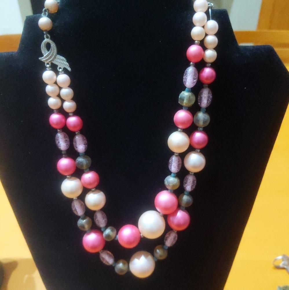 True Vintage 60s Double Strand Pink Beads